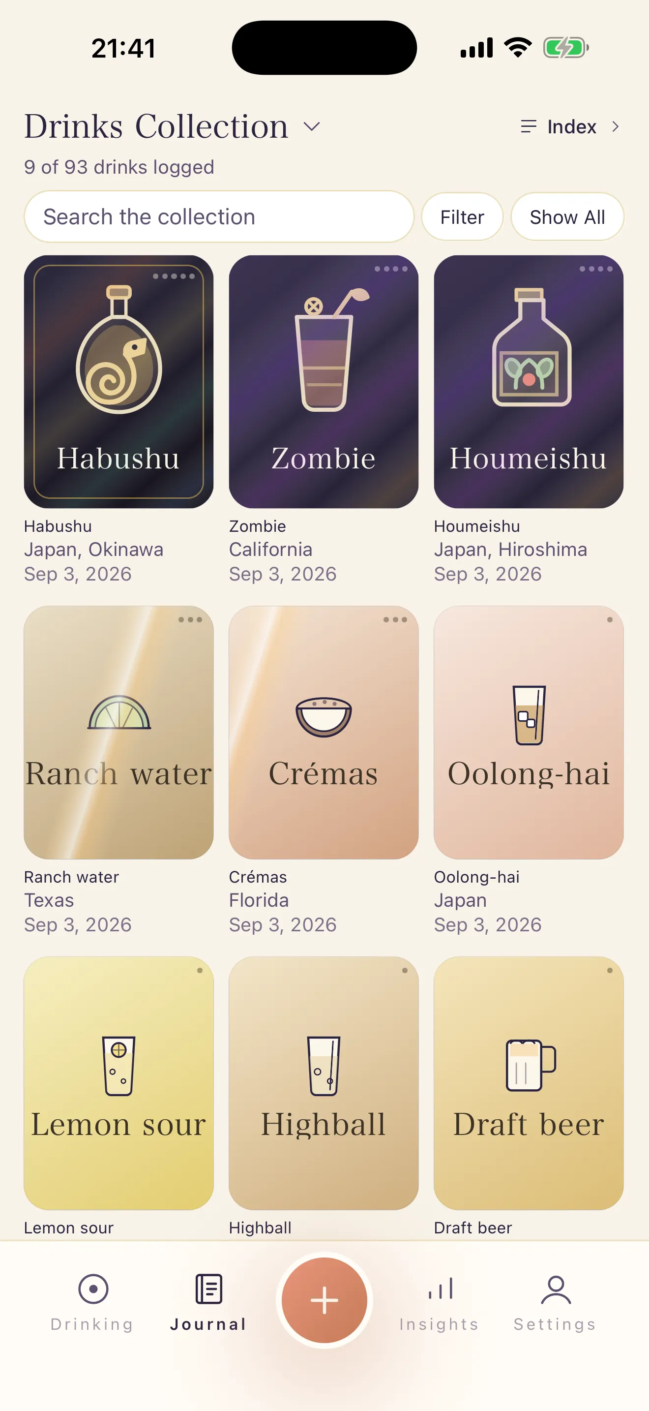 Collection screen